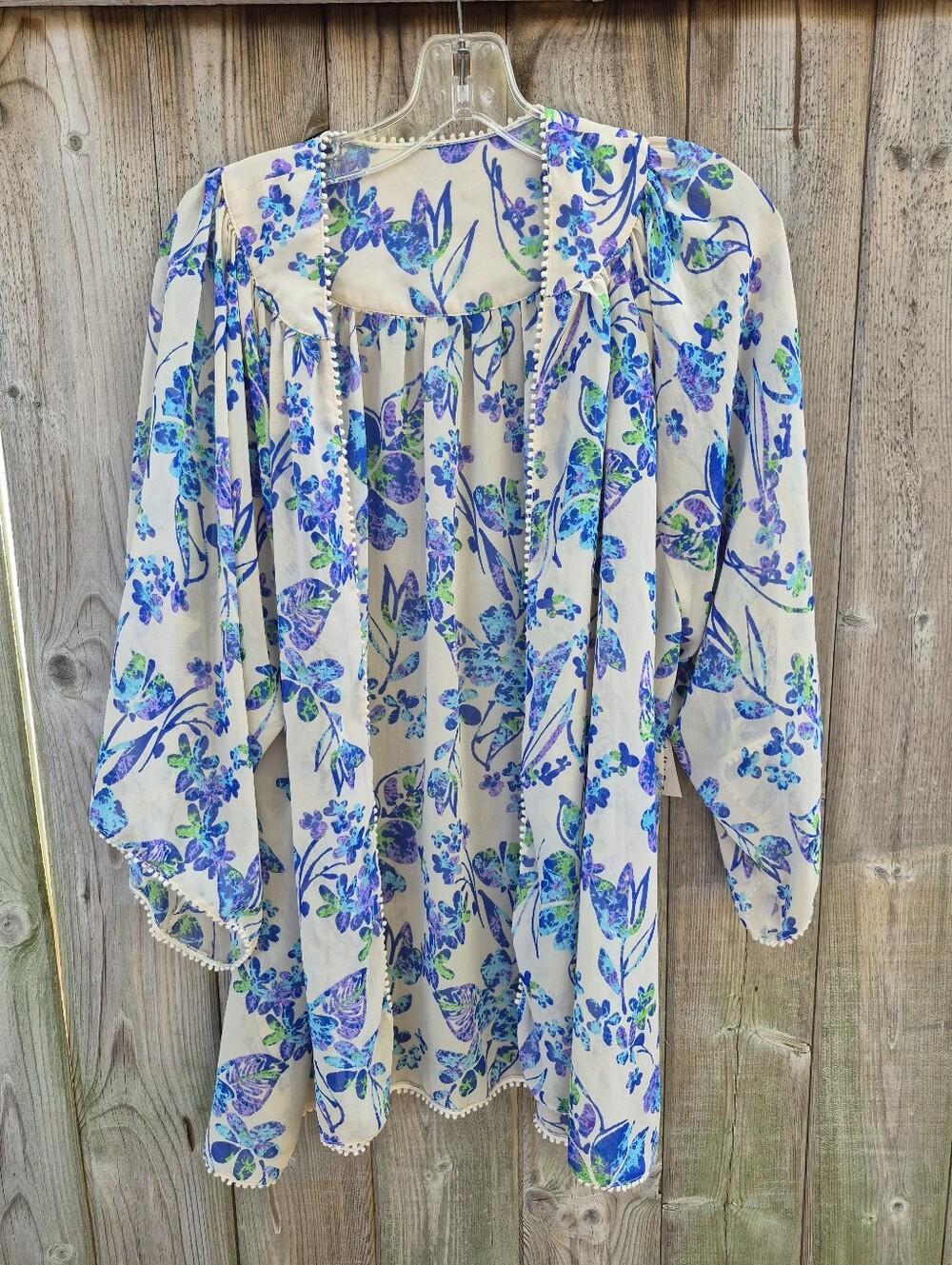 Floral Blue & Green Cardigan Style Swimsuit Cover
